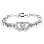 925 Sterling Silver Belcher Bracelet Double Heart Patterned and Plain - 16 x 9 mm - Image 2