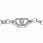 925 Sterling Silver Belcher Bracelet Double Heart Patterned and Plain - 16 x 9 mm - Image 7