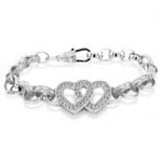 925 Sterling Silver Belcher Bracelet Double Heart Patterned and Plain - 16 x 9 mm - Image 4