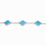 Silver 5-Clover Turquoise Bracelet - Image 7
