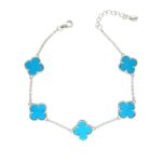 Silver 5-Clover Turquoise Bracelet - Image 6