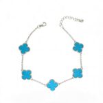 Silver 5-Clover Turquoise Bracelet - Image 5