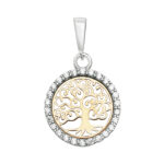 9k Yellow Gold Tree Of Life Round CZ Pendant