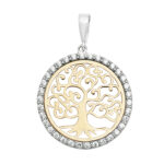 9k Yellow Gold Tree Of Life Round CZ Pendant - Image 2