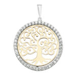 9k Yellow Gold Tree Of Life Round CZ Pendant - Image 3