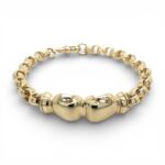 9k Yellow Gold Boxing Gloves Belcher Bracelet - 10x6 mm - Image 2