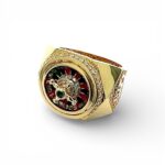 14k Yellow Gold Roulette Signet Ring for men solid.