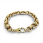 9k Yellow Gold Gypsy Link Belcher Bracelet Patterned and Stone Set Links - 10 mm - Image 3