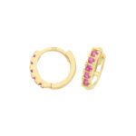 9k Yellow Gold Ruby CZ Huggies Earrings