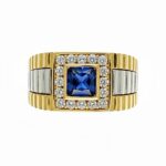 14k Yellow & White Gold Rolex Style Ring - 10.6 x 5.4 mm