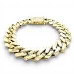14k Yellow Gold Flat Cuban Cz Bracelet - 12.50 mm - Image 4