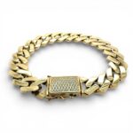 14k Yellow Gold Flat Cuban Cz Bracelet - 12.50 mm