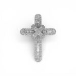 18k White Gold Diamond Baguette Crossover Cross Pendant - 2.01 ct