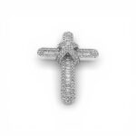 18k White Gold Diamond Baguette Crossover Cross Pendant - 2.01 ct - Image 2