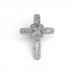 18k White Gold Diamond Baguette Crossover Cross Pendant - 2.01 ct - Image 5
