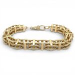 9k Yellow Gold Patterned Cage Bracelet - 10.50 mm - Image 3