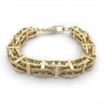9k Yellow Gold Patterned Cage Bracelet - 10.50 mm