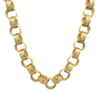 9k yellow gold belcher chain 11 mm wide solid italain made.