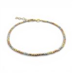 14k Yellow, White and Rose Gold Diamond Cut Ball Bracelet - 2 mm