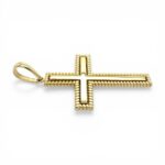 14k Yellow Gold Milgrain Cross Pendant - Image 2
