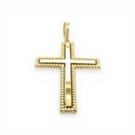 14k Yellow Gold Milgrain Cross Pendant