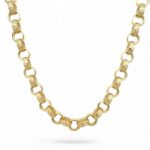 9k Yellow Gold Italain patterned and plain belcher chain.