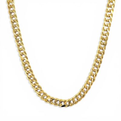 9k Yellow Gold semi solid double curb chain.