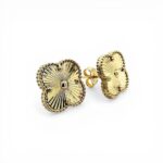 14k Yellow Gold Clover stud earrings solid gold 585.
