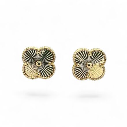 14k Yellow Gold Clover stud earrings solid gold 585.
