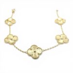 14k Yellow Gold Solid Patterned Clover Bracelet - 14 mm - Image 3