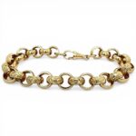 9k Yellow Gold Heavier Patterned and Plain Belcher Bracelet - 12 mm - Image 3