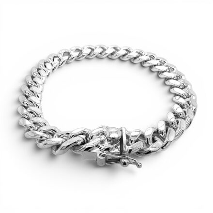 925 sterling silver 10 mm with box clasp, solid links.