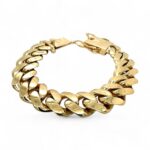 9k Yellow Gold Miami Cuban Bracelet Light Links - 18 mm - Image 3