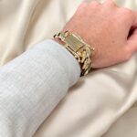 9k Yellow Gold Miami Cuban Bracelet Light Links - 18 mm - Image 4