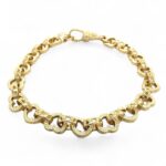 9k Yellow Gold Solid Lighter Link Heart Belcher Bracelet – 7 mm