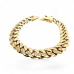9k yellow gold miami cuban bracelet light links 14 mm.
