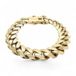 9k yellow gold miami cuban bracelet light links 14 mm.