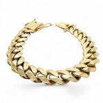 9k yellow gold miami cuban bracelet light links 14 mm.