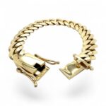 9k yellow gold miami cuban bracelet light links 14 mm.