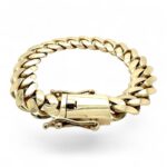 9k yellow gold miami cuban bracelet light links 14 mm.