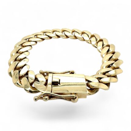 9k yellow gold miami cuban bracelet light links 14 mm.
