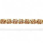 18k Yellow Gold Solid Square Byzantine Bracelet - 7 mm - Image 3