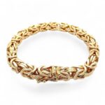 18k Yellow Gold Solid Square Byzantine Bracelet - 7 mm