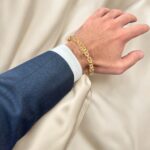18k Yellow Gold Solid Square Byzantine Bracelet - 7 mm - Image 7