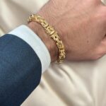 18k Yellow Gold Solid Square Byzantine Bracelet - 7 mm - Image 6