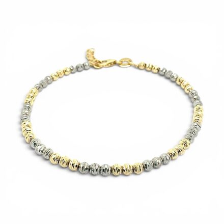 14k white and yellow gold ball bracelet solid diamond cut.