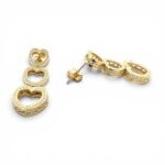 9k Yellow Gold Drop Heart Stud Earrings - Image 3