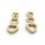 9k Yellow Gold Drop Heart Stud Earrings - Image 2