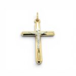 14k Yellow & White Gold Crucifix Cross Pendant - Image 3