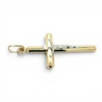 14k Yellow & White Gold Crucifix Cross Pendant - Image 2